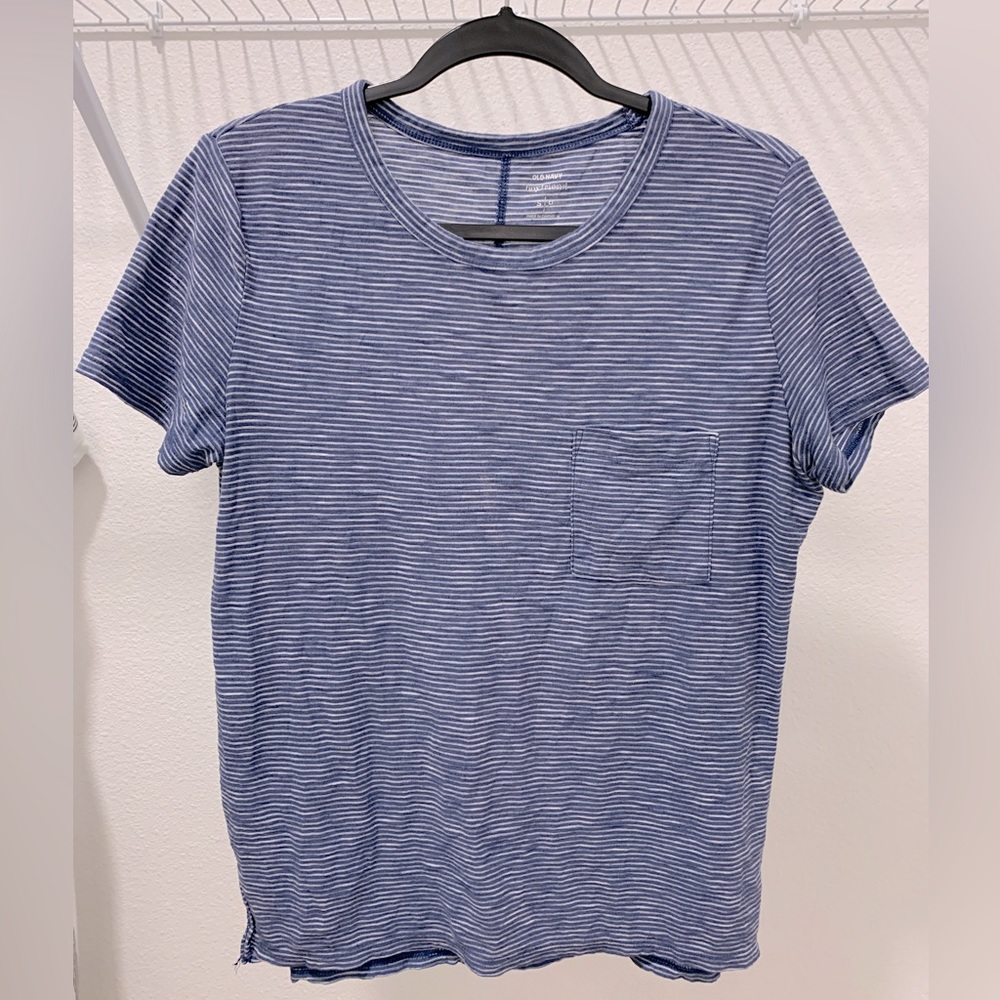 Old Navy Blue and White Stripe T